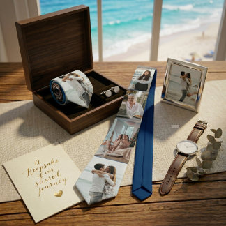 Corbata Collage de 5 fotos personalizadas para familia en