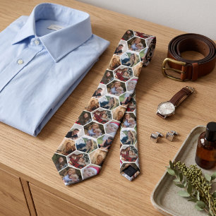 Corbata Collage de 8 fotos hexagonales personalizadas Recu