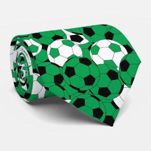 Corbata Collage de bolas de fútbol verde - Impresión de do