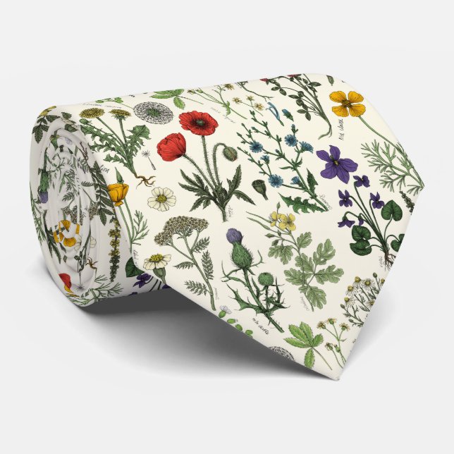 Corbata Collage de flores silvestres (Enrollado)