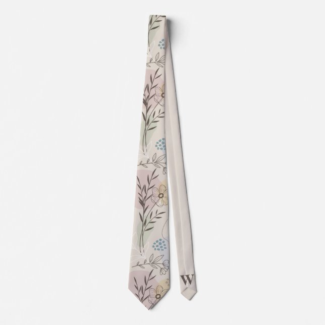 Corbata Collage de flores silvestres pastel – Geométrico f (Anverso)