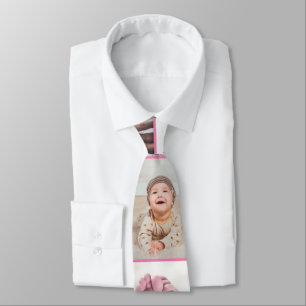 Corbata Collage de fotos Mejor Papa jamás Pink Neck Tie