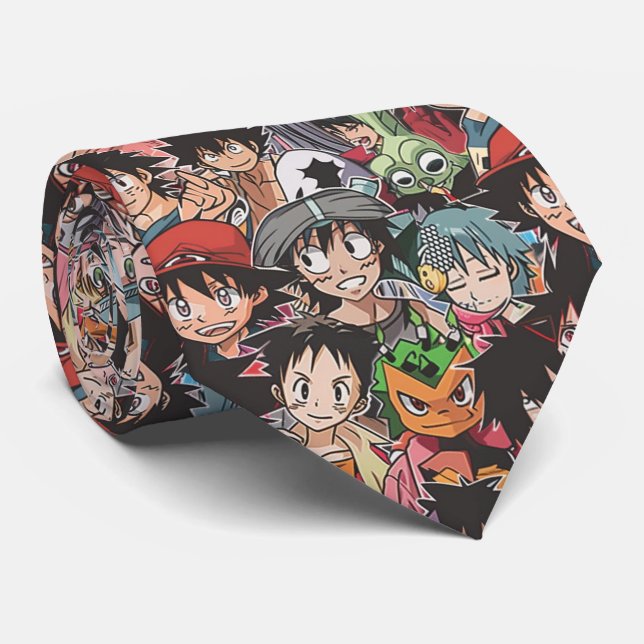 Corbata Collage de personajes de Anime Manga (Enrollado)