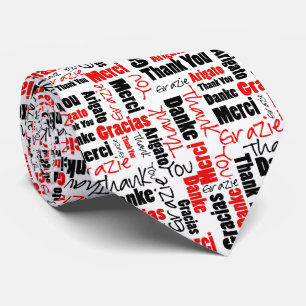 Corbata Collage de tipografía de gramaje multilingue rojo 