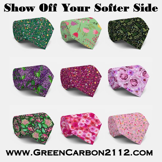 Corbata Collage Floral de Flores Rosas (Stylish floral neck ties, perfect fashion accessory for weddings, job interviews, and events.)