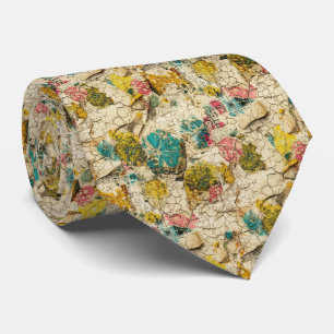 Corbata Collage floral vintage con textura de papel enveje