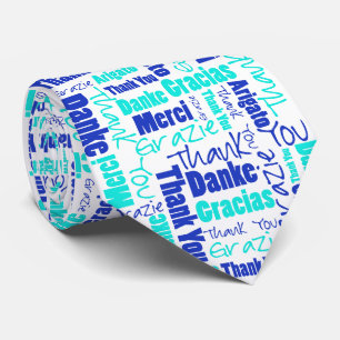 Corbata Collage multilingüe de agradecimiento por tipograf