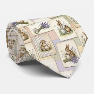 Corbata Collage vintage del conejo de Pascua
