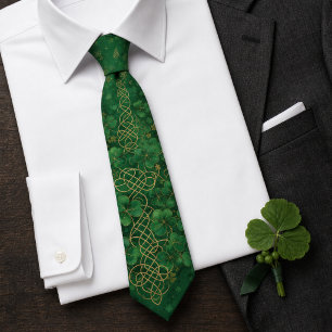 Corbata Collar verde esmeralda con nudo celta dorado para