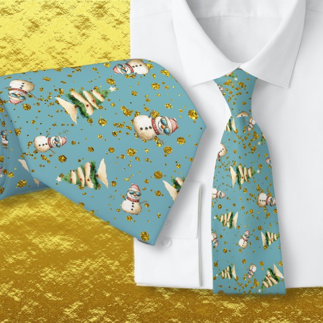 Corbata Colonial Blue Sand Snowman Playa Navidad (Subido por el creador)