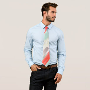 Corbata Color Block Coral+Mint para Padrinos de la Boda