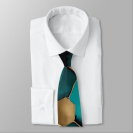 Corbata Color de agua grunge de Honeycomb verde azulado y
