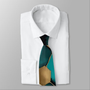 Corbata Color de agua grunge de Honeycomb verde azulado y 