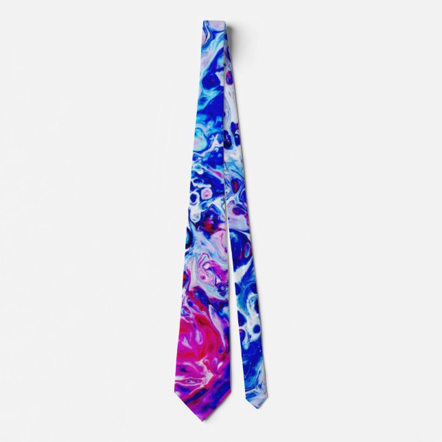 Corbata Color de agua rosa azul Abstracto Patrón De Cuello (Anverso)