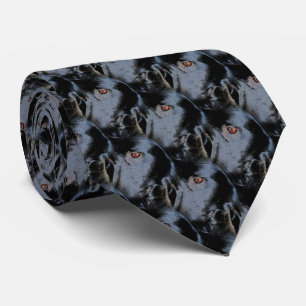 Corbata Color de borde negro Perro cara Patrón de arte ani
