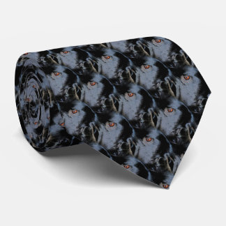 Corbata Color de borde negro Perro cara Patrón de arte ani