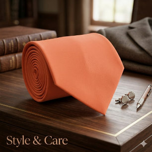 Corbata Color del Naranja de coral sólido Tejido de cuello