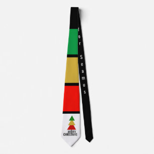 CORBATA COLOR GEOMÉTRICO MÍNIMO NAVIDAD ÁRBOL MERRY XMAS