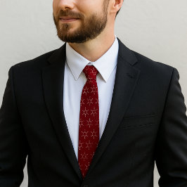 Corbata Color rojo del patrón de Molécula de benceno