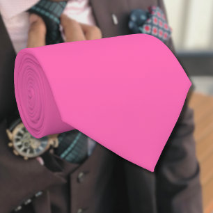 Corbata Color sólido neón rosado caliente Clásica