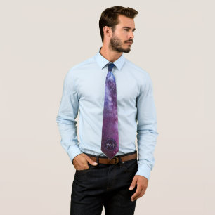 Corbata Colores brillantes de la vía láctea monograma pers