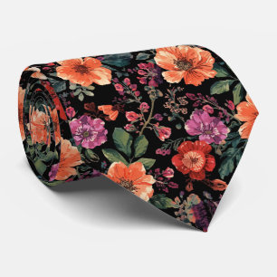 Corbata Colores de flores de verano elegantes acuarela neg