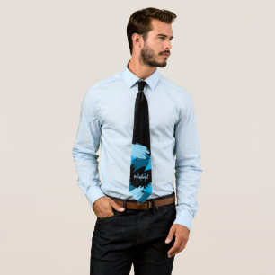 Corbata Colores de pincel de nombre azul con monograma