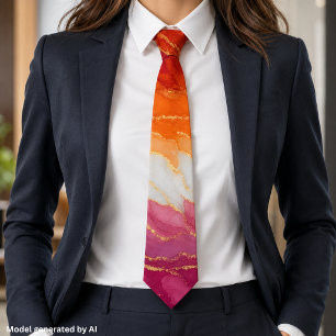 Corbata Colores del Orgullo Lésbico de Mármol de Lux