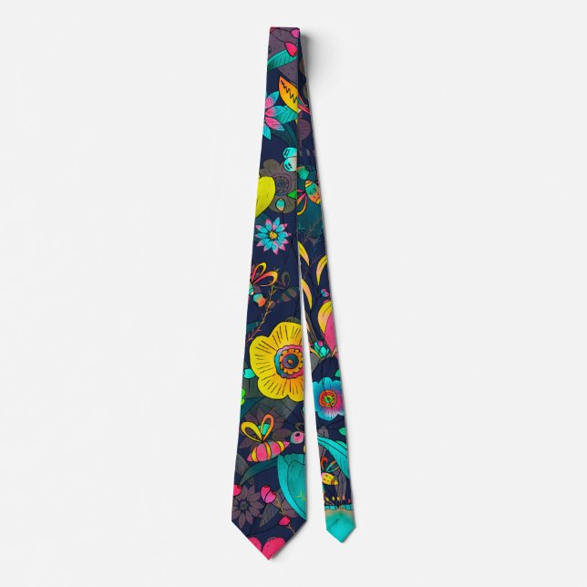 Corbata Colorful botanical pattern (Anverso)