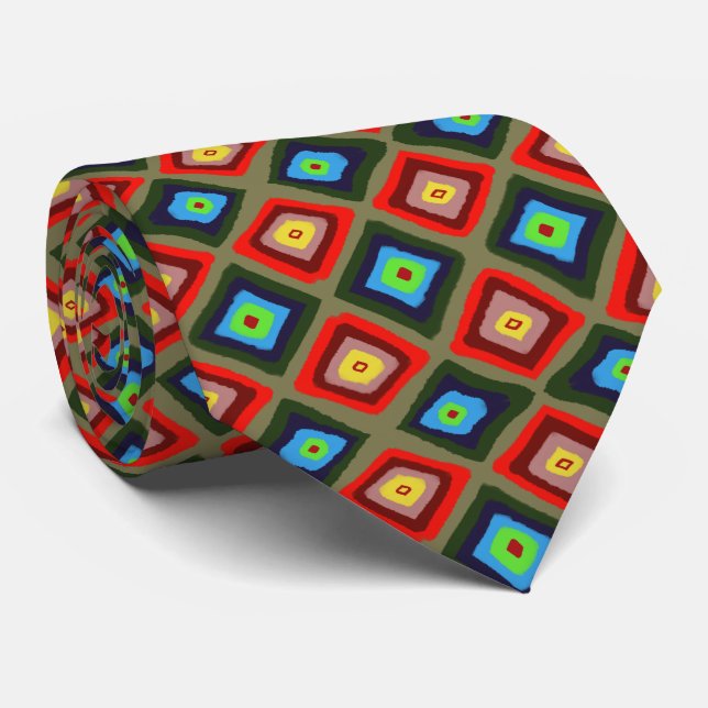 Corbata Colorful Hand Drawn Diamond Pattern (Enrollado)