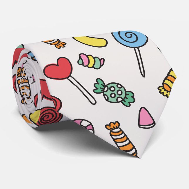 Corbata Colorful Retro Cartoon Candy (Enrollado)