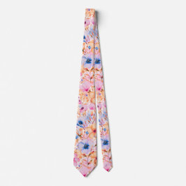 Corbata Colorful Watercolor Wildflowers Floral Pattern