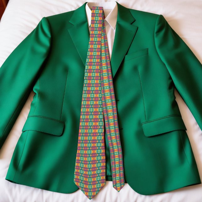 Corbata Colorful Waves And Diamonds (Hand‑drawn diamonds, bold colors, and a retro twist. This tie is anything but ordinary.)