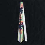 Corbata Colorida acuarela de neón con palmeras negras<br><div class="desc">Esta colorida acuarela de neón de color rosa,  verde,  naranja y amarillo con siluetas negras de palmeras es perfecta para una mujer de diseño y moda. Su efecto exótico y tropical es muy apreciado durante la temporada.</div>