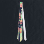 Corbata Colorida acuarela de neón con palmeras negras<br><div class="desc">Esta colorida acuarela de neón de color rosa,  verde,  naranja y amarillo con siluetas negras de palmeras es perfecta para una mujer de diseño y moda. Su efecto exótico y tropical es muy apreciado durante la temporada.</div>