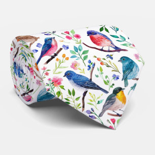 Corbata Coloridas acuarelas y flores