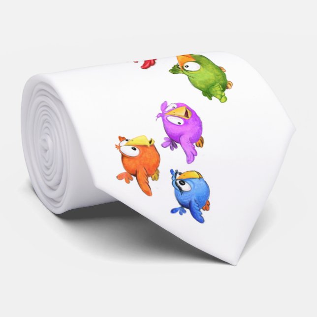 Corbata Coloridas Aves Voladoras Feliz (Enrollado)