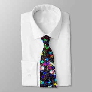 Corbata Coloridas Estrellas En Negro