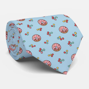 Corbata Colorido Donut Disperso de Azul Polvo Juguetón