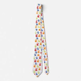 Corbata Colorido empate de huellas de niños para profesore