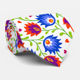 Corbata Colorido Estilo Mexicano Patrón Floral Elegante Ne