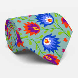 Corbata Colorido Estilo Mexicano Patrón Floral Elegante Ne