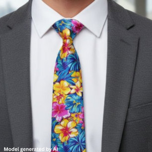 Corbata Colorido Floral Tropical Hawaiano Palma