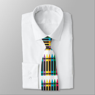 Corbata Colorido profesor Crayon School Pattern Retro
