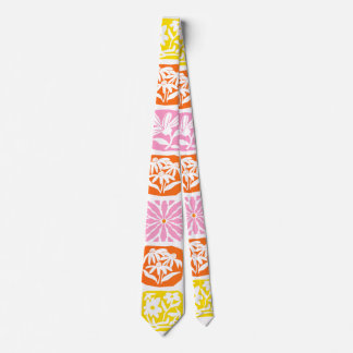 Corbata Colorido Tile Floral Botánico Folk Whimsical