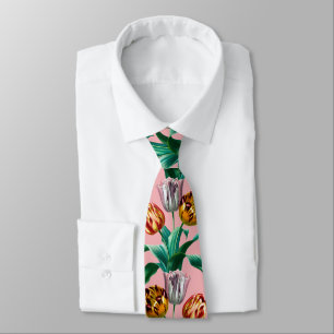 Corbata Colorido Vintage Tulip FlowPattern