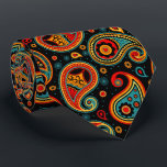 Corbata Colorido y elegante patrón paisajístico vintage<br><div class="desc">Emparejamiento de patrón paisley vintage elegante de color rojo naranja y negro. Ornate, funky, moderno, caprichoso, único, bonito, decorativo, de diseño a la moda y a la moda para el profesional y sofisticado hombre de negocios. El diseño está disponible en muchos colores diferentes y puede solicitar cualquier color de este...</div>