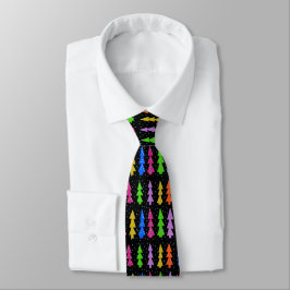 Corbata Coloridos árboles de Navidad en negro