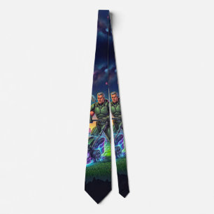 Corbata Cómic Vintage Astronauta Cortacésped Cósmico Cienc
