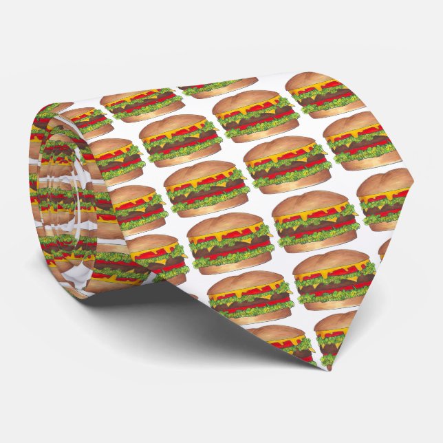 Corbata Comida rápida Hamburger Cheeseburger Burger Tie (Enrollado)